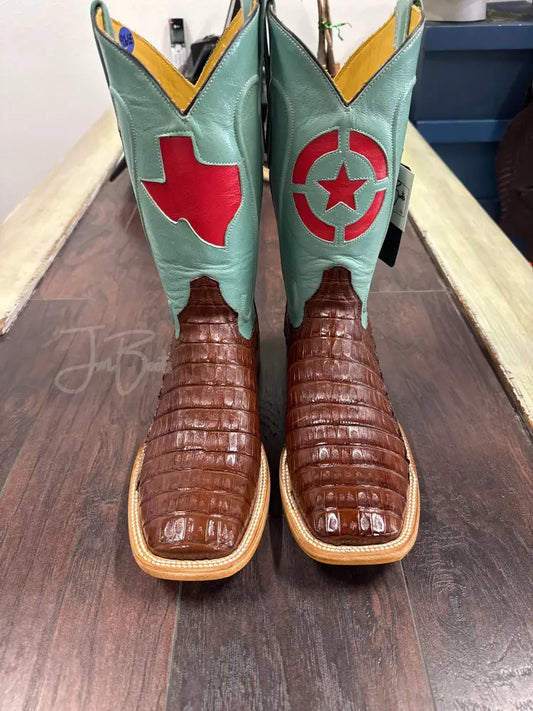 Caiman Belly- Cigar - 9.5 EE - Cowboy boots