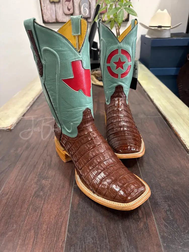 Caiman Belly- Cigar - 9.5 EE - Cowboy boots