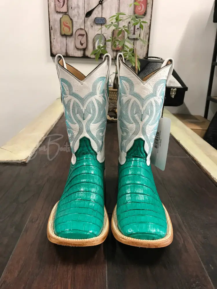 Caiman Belly- Turquoise - 9 EE - Cowboy boots