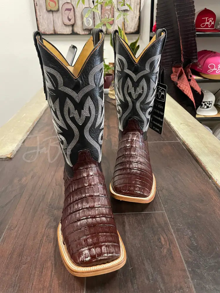Caiman Belly- Wine - 7 1/2 EE - Cowboy boots