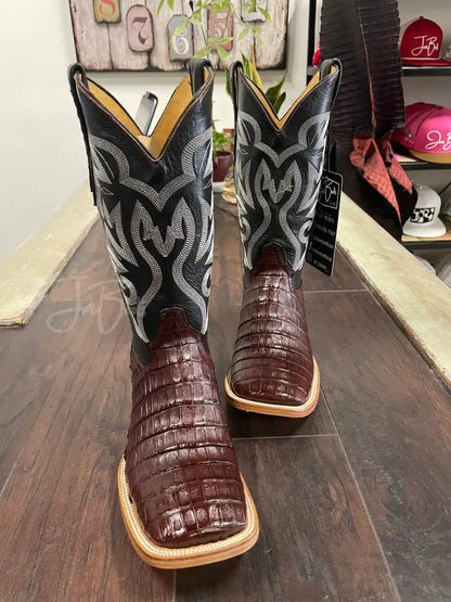 Caiman Belly- Wine - 7 1/2 EE - Cowboy boots