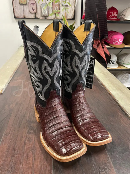 Caiman Belly- Wine - 7 1/2 EE - Cowboy boots