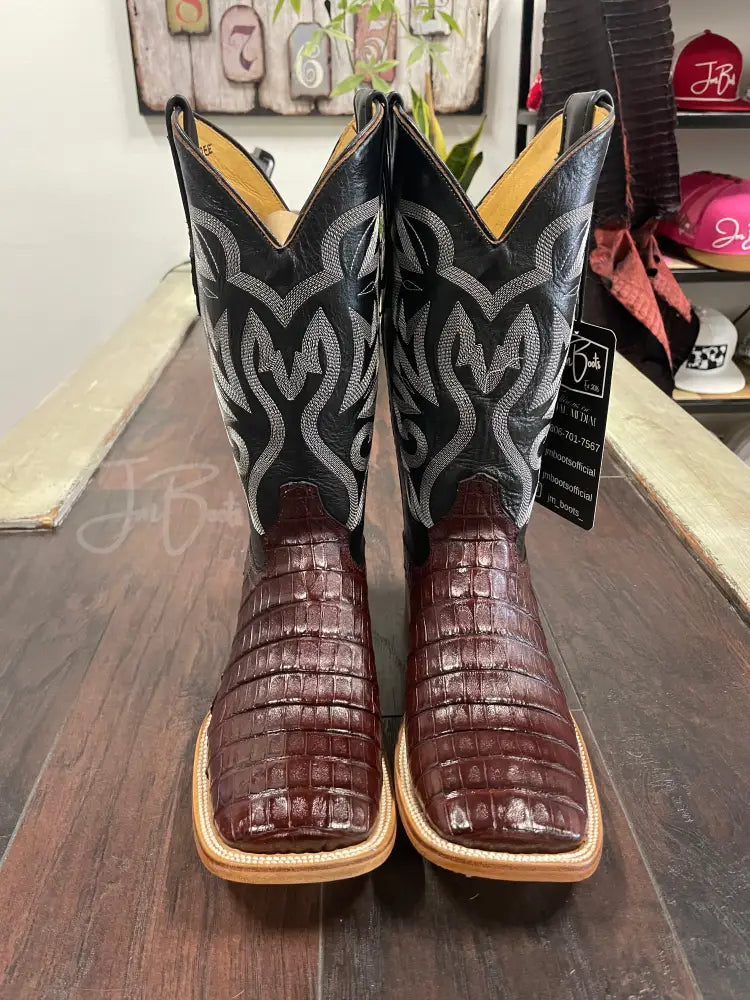 Caiman Belly- Wine - 7 1/2 EE - Cowboy boots