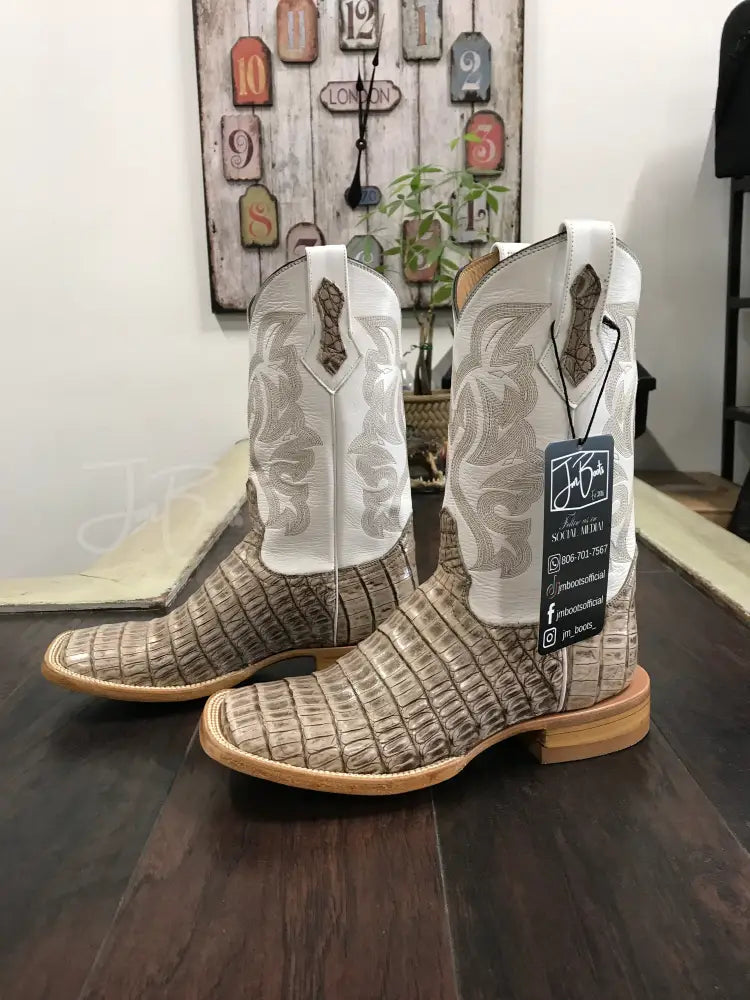 Caiman Belly- Winter Safari - 7.5 EE - Cowboy boots