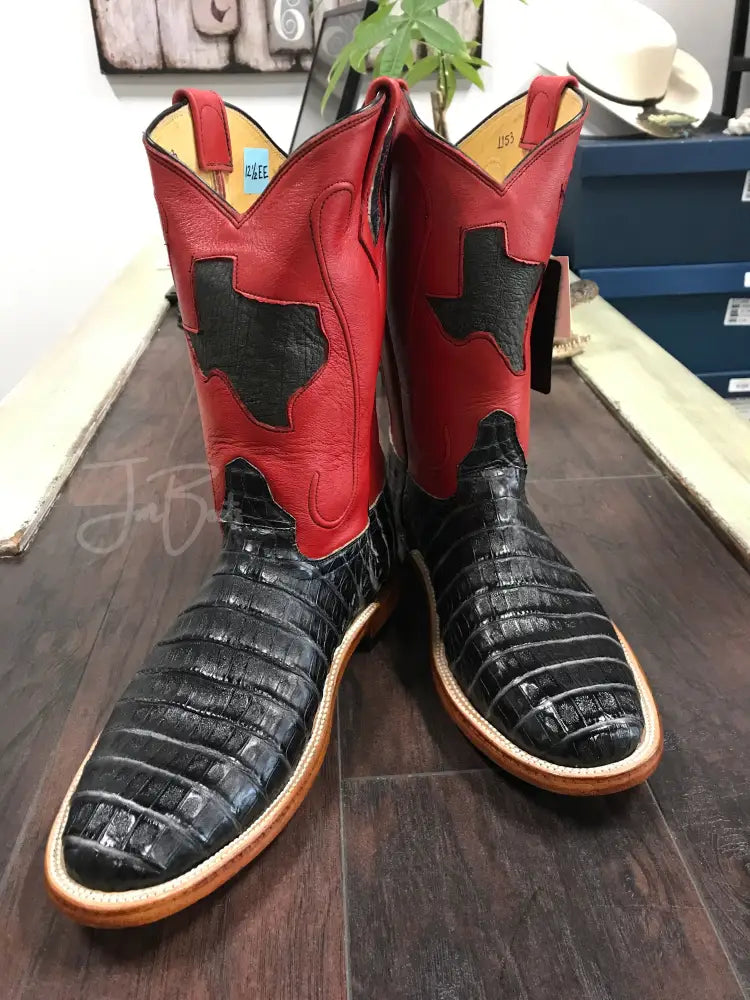 Caiman Belly- Zebra gray - 12.5 EE - Cowboy boots