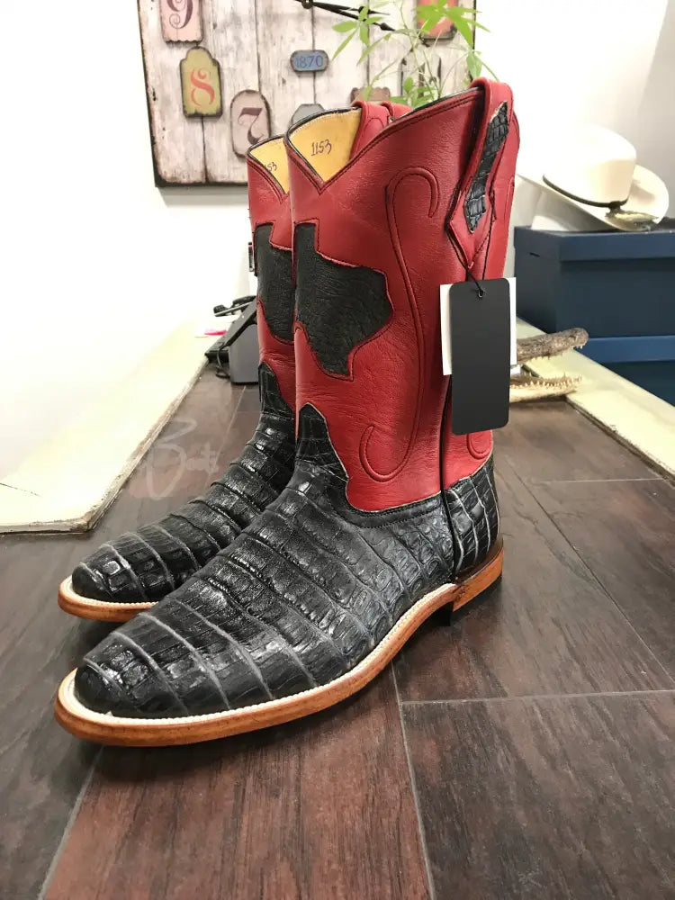 Caiman Belly- Zebra gray - 12.5 EE - Cowboy boots