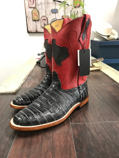 Caiman Belly- Zebra gray - 12.5 EE - Cowboy boots