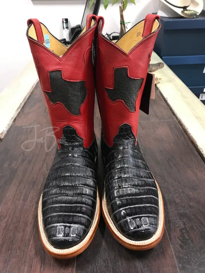 Caiman Belly- Zebra gray - 12.5 EE - Cowboy boots