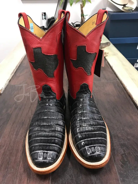 Caiman Belly- Zebra gray - 12.5 EE - Cowboy boots