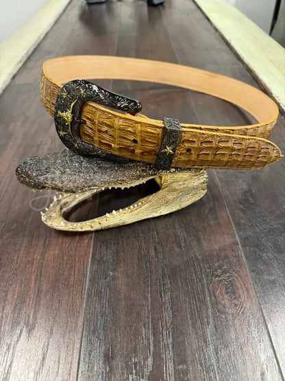 Caiman Belt- Antique Saddle - Exotic- Belt