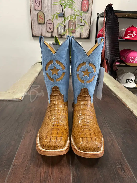 Caiman Hornback Antique Saddle Steel Toe - 9 1/2 EE - Boots