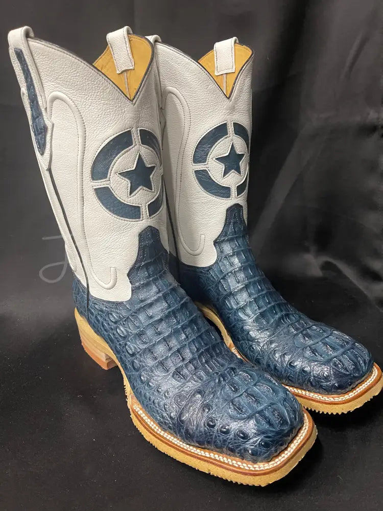 Caiman Hornback Blue Jean Steel Toe - 9E - Boots