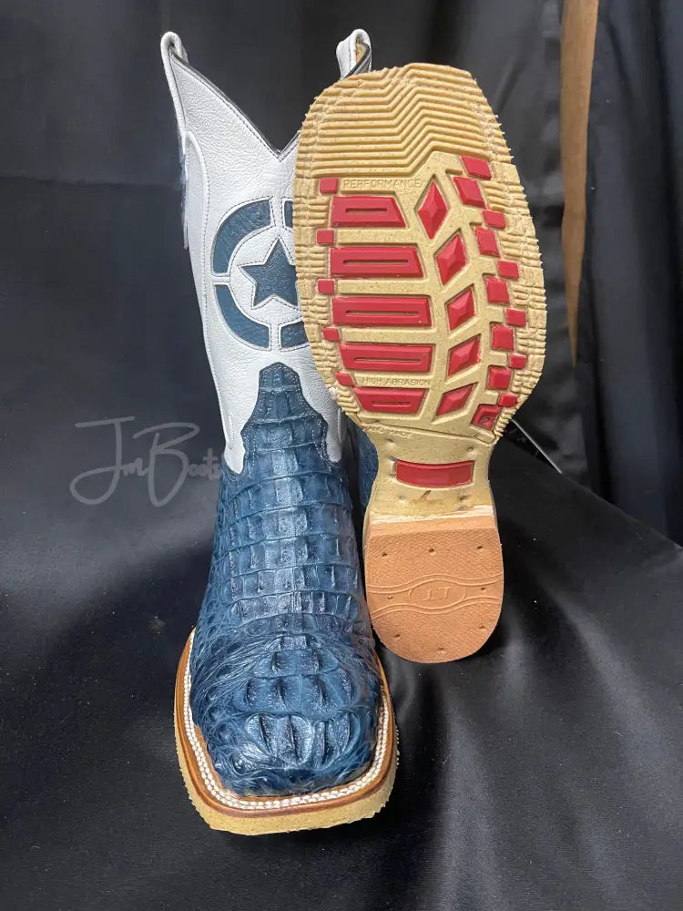 Caiman Hornback Blue Jean Steel Toe - 9E - Boots