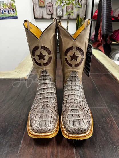 Caiman Hornback Mink & black Steel Toe - 10 1/2 EE - Boots