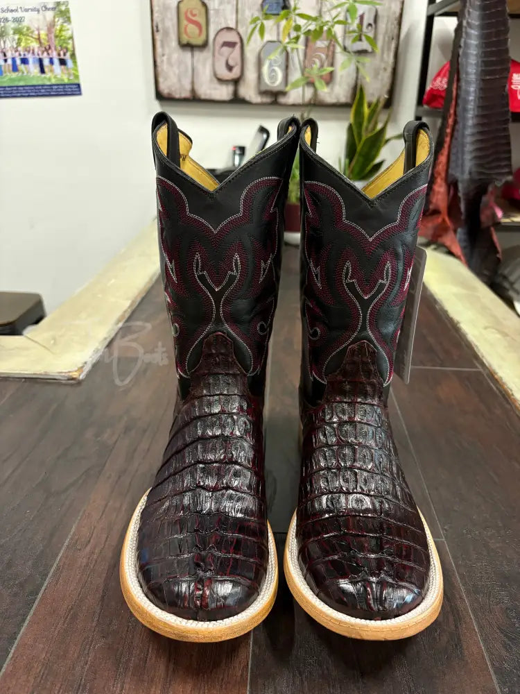 Caiman Tail- Black Cherry - 10 1/2 EE - Cowboy boots