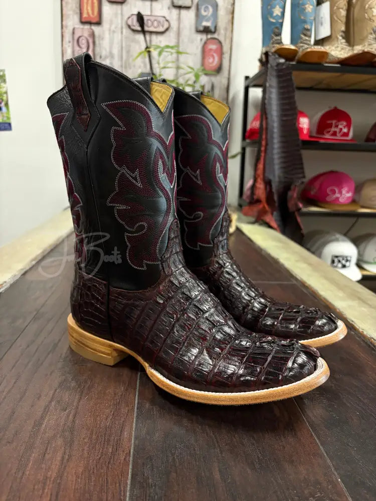 Caiman Tail- Black Cherry - 10 1/2 EE - Cowboy boots