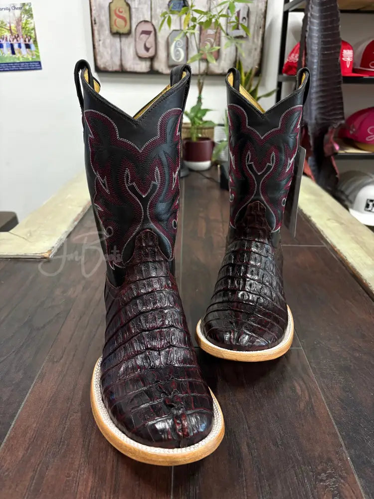 Caiman Tail- Black Cherry - 10 1/2 EE - Cowboy boots