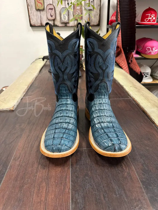Caiman tail- blue jean Round Bulldog - 9.5 EE - Boots