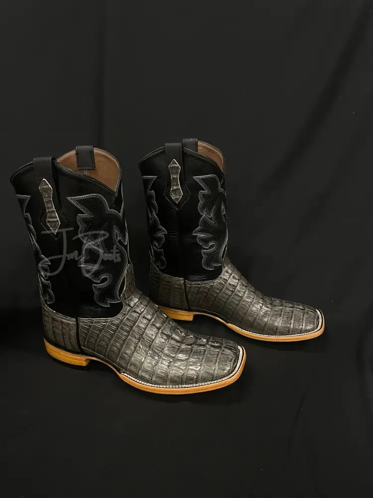 Caiman Tail- Grey 10 1/2 EE Cowboy boots