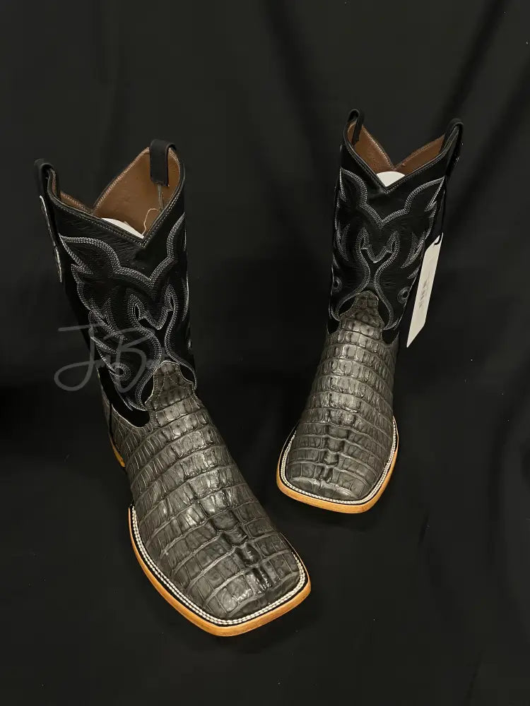 Caiman Tail- Grey 10 1/2 EE Cowboy boots