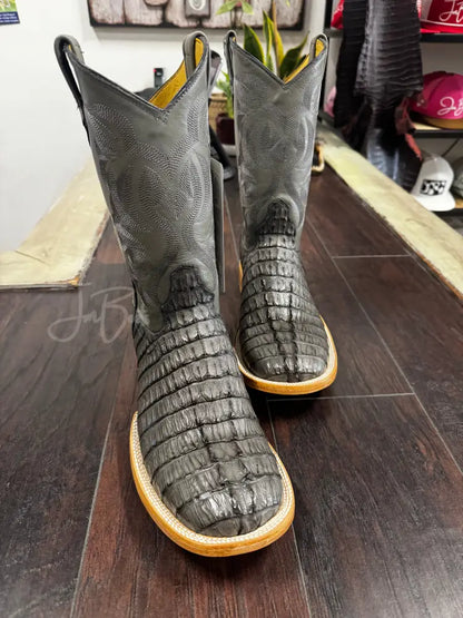 Caiman Tail-Grey - 10 1/2 EE - Men’s western boots