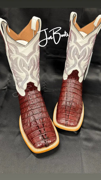 Caiman Tail- wine - 12 EE - Cowboy boots