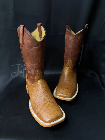 Cognac Ostrich Belly - 10 E - Boots