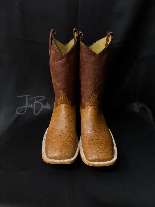 Cognac Ostrich Belly - 10 E - Boots