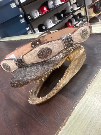 Cowhide belt metal conchos - 34