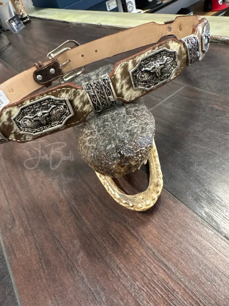 Cowhide belt metal longhorn - 40