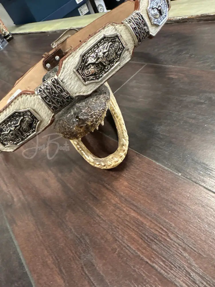 Cowhide belt metal longhorn - 42