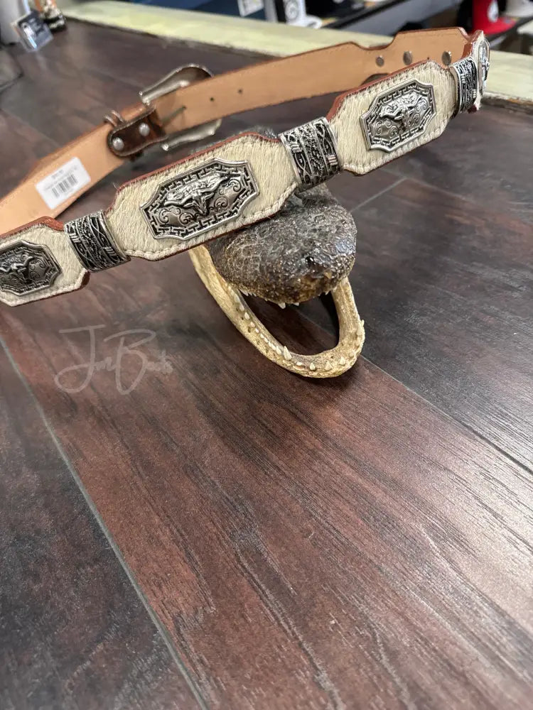 Cowhide belt metal longhorn - 44