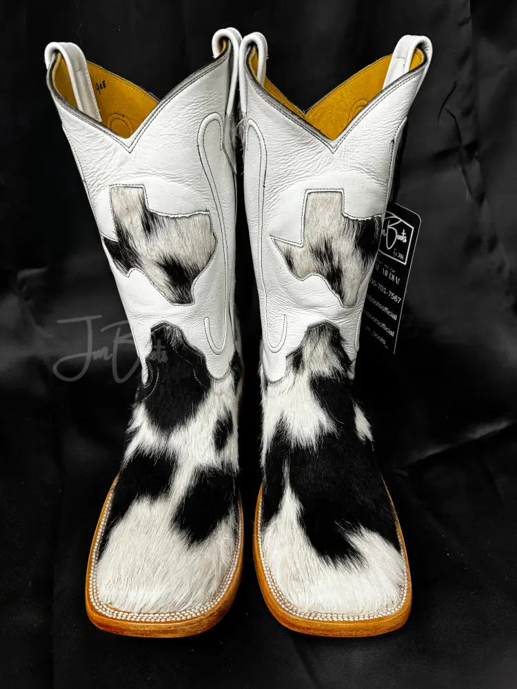Cowhide Black and White Cowboy boots