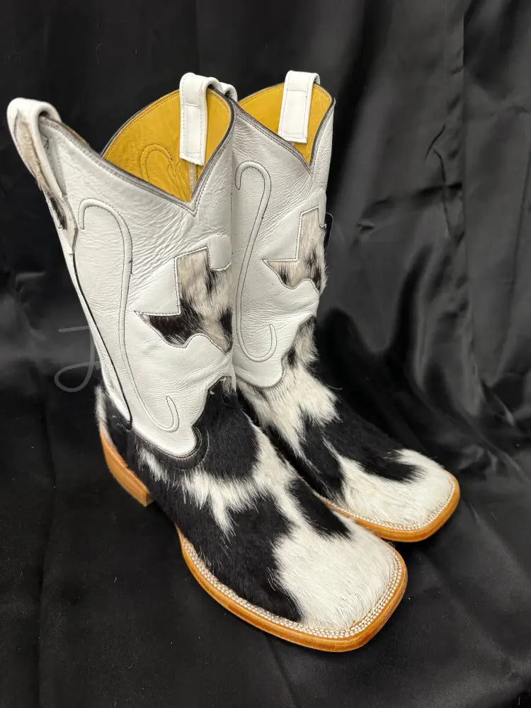 Cowhide Black and White Cowboy boots
