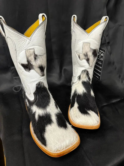 Cowhide Black and White Cowboy boots