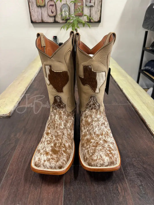 Cowhide br/wh sz 12E - 12E - Cowboy boots