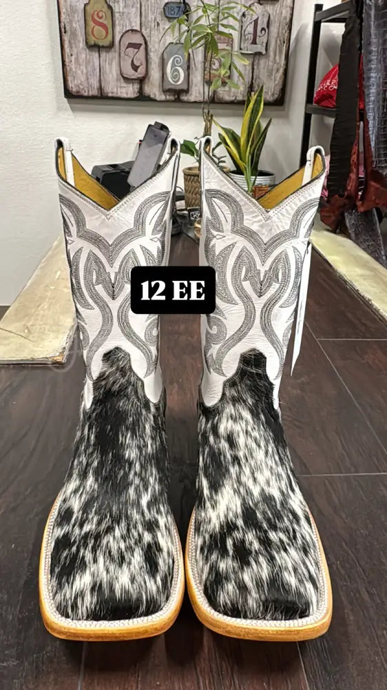 Cowhide Salt and Pepper - 12EE - Cowboy boots