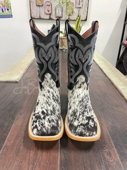 Cowhide Salt and Pepper Black and White - 9 1/2 E - Cowboy boots