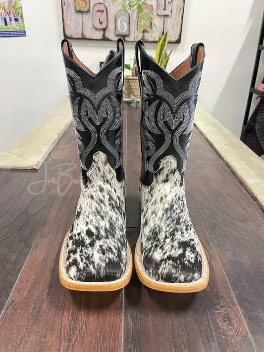 Cowhide Salt and Pepper Black and White - 9 1/2 E - Cowboy boots