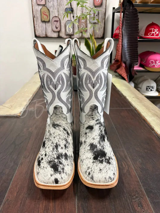Cowhide Salt and Pepper-Justin Toe - Cowboy boots