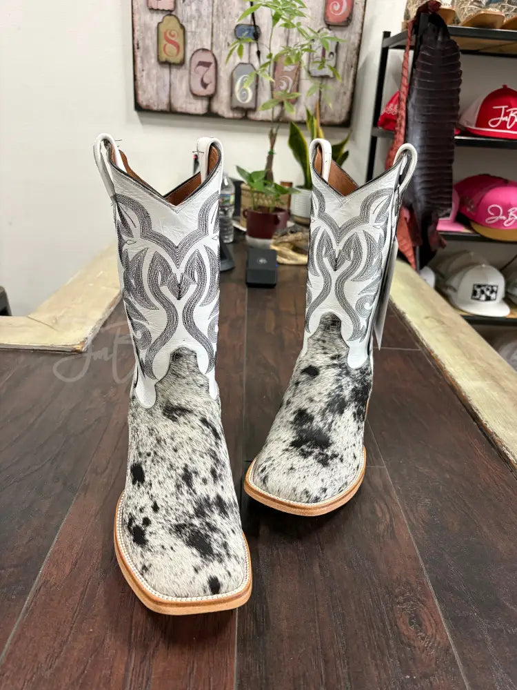 Cowhide Salt and Pepper-Justin Toe - Cowboy boots