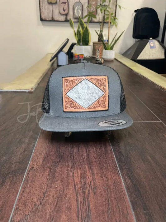 Diamond Cowhide Caps- Light Grey Hats