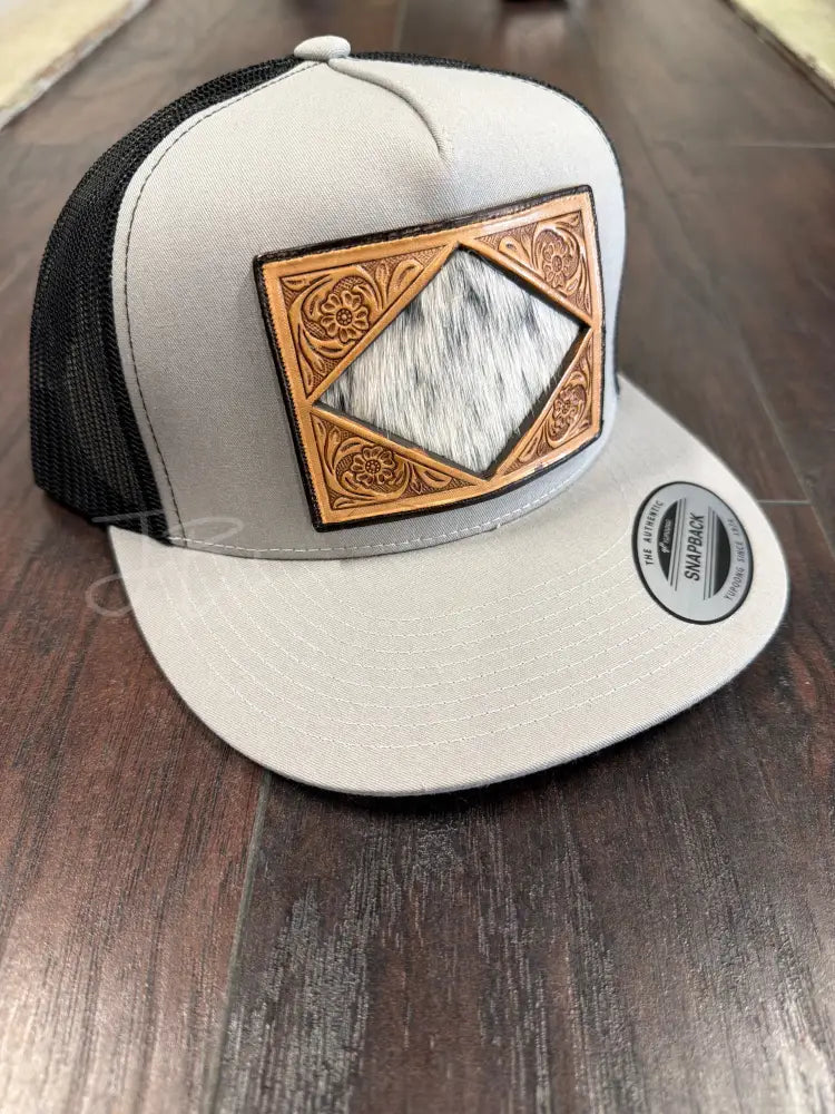 Diamond Cowhide Caps- Light Grey Hats