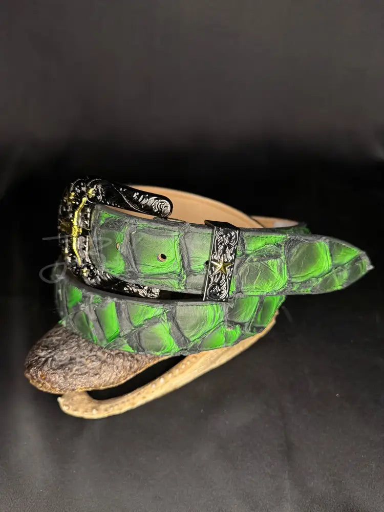 Exotic Fish Belt- Black and Green 1.5’’ - belt
