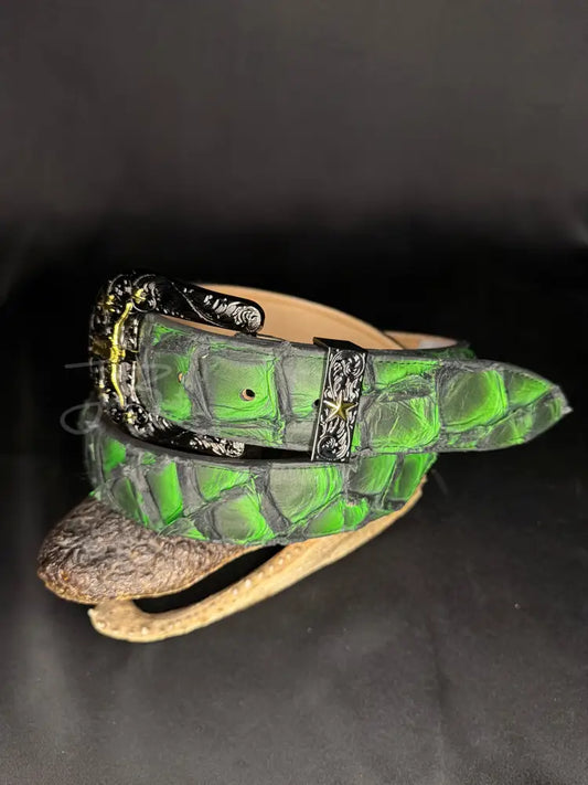 Exotic Fish Belt- Black and Green 1.5’’ - belt