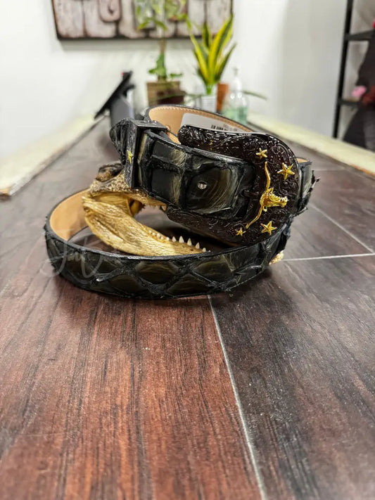 Exotic Fish Belt- Camel Black Rise 1.5’’ - belt