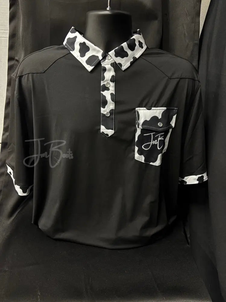JM Signature Polo-Black Cow Print