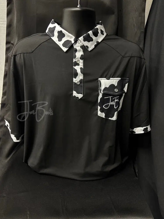 JM Signature Polo-Black Cow Print