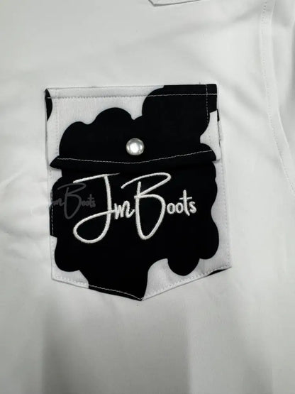JM Signature Polo-White Cow Print
