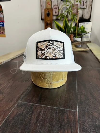 JM Signature White- Python Patch Hats